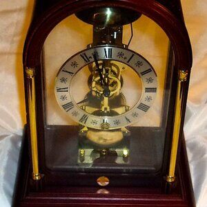 Fantastic Hermle Germany Stratford Skeleton Mechanical Mantel Clock w/ Key